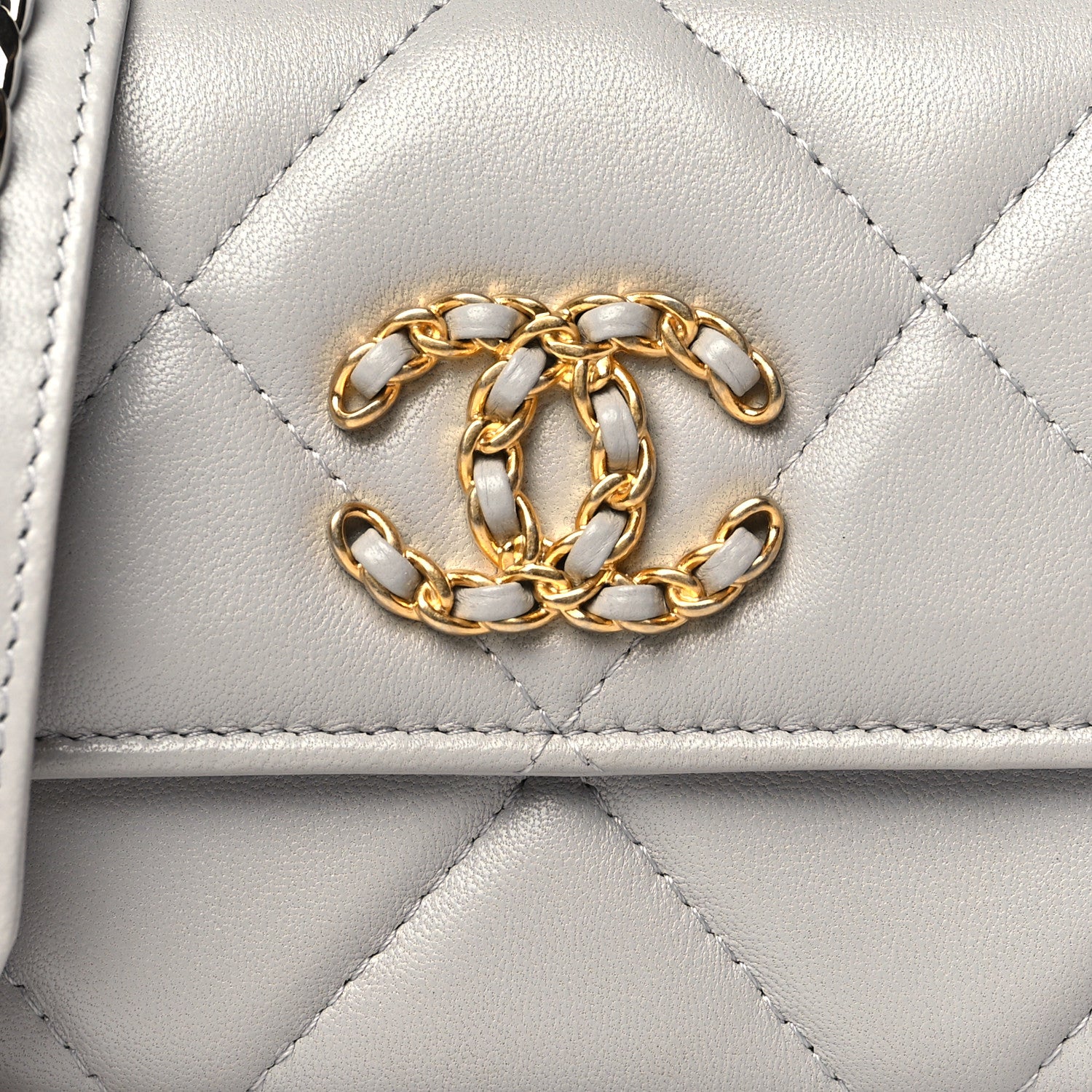 Chanel Lambskin Quilted Chanel 19 Flap Coin Purse With Chain Grey 8 of 10