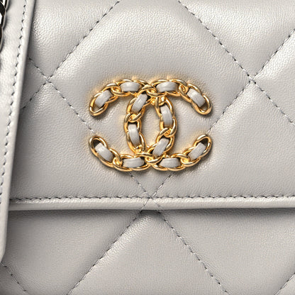 Chanel Lambskin Quilted Chanel 19 Flap Coin Purse With Chain Grey 8 of 10