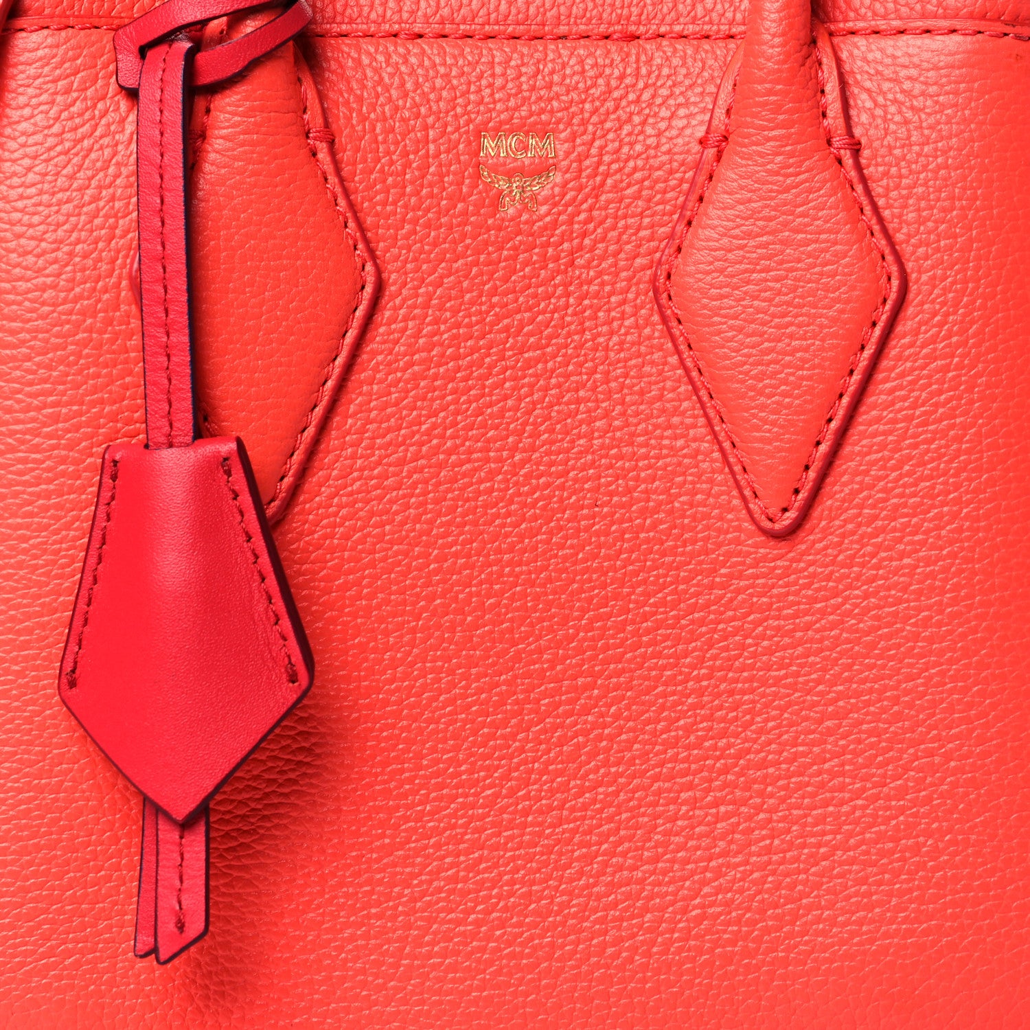 MCM Grained Calfskin Mini Neo Milla Tote Coral 7 of 9