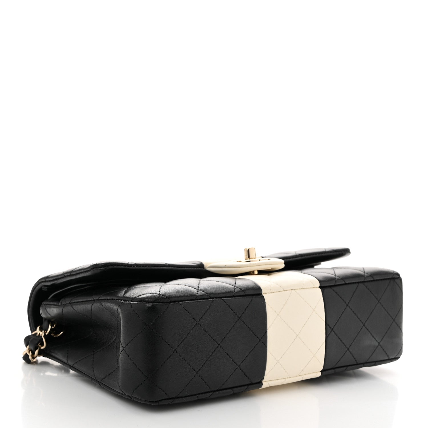 Chanel Lambskin Quilted Medium Double Flap Black White 3 of 10