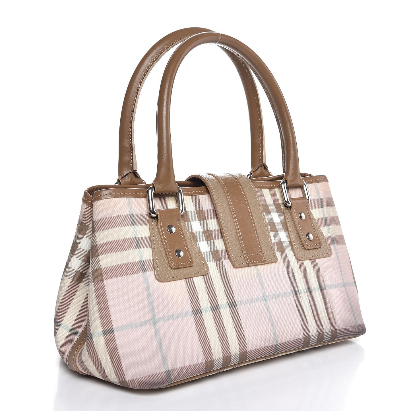 Candy Check Buckle Tote Pink