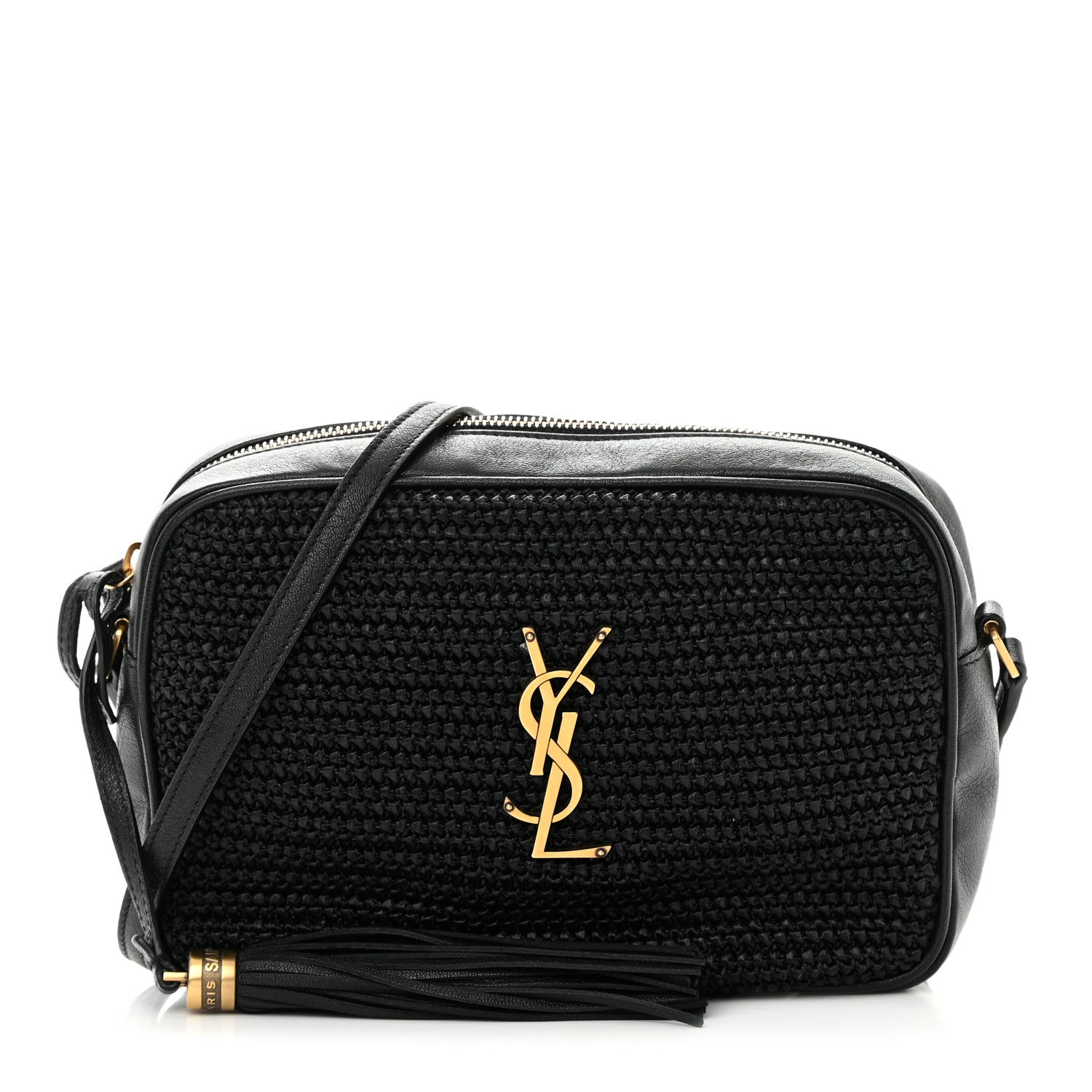 Saint Laurent Raffia Canvas Monogram Lou Camera Bag Black 1 of 14
