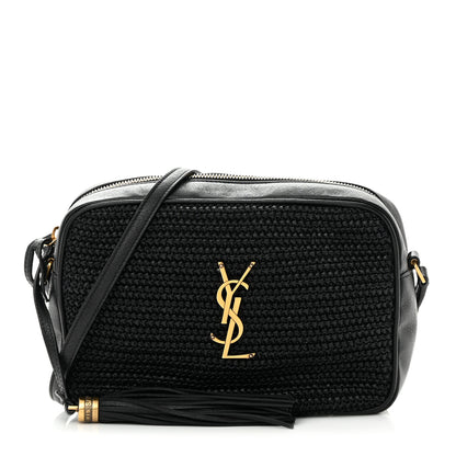 Saint Laurent Raffia Canvas Monogram Lou Camera Bag Black 1 of 14