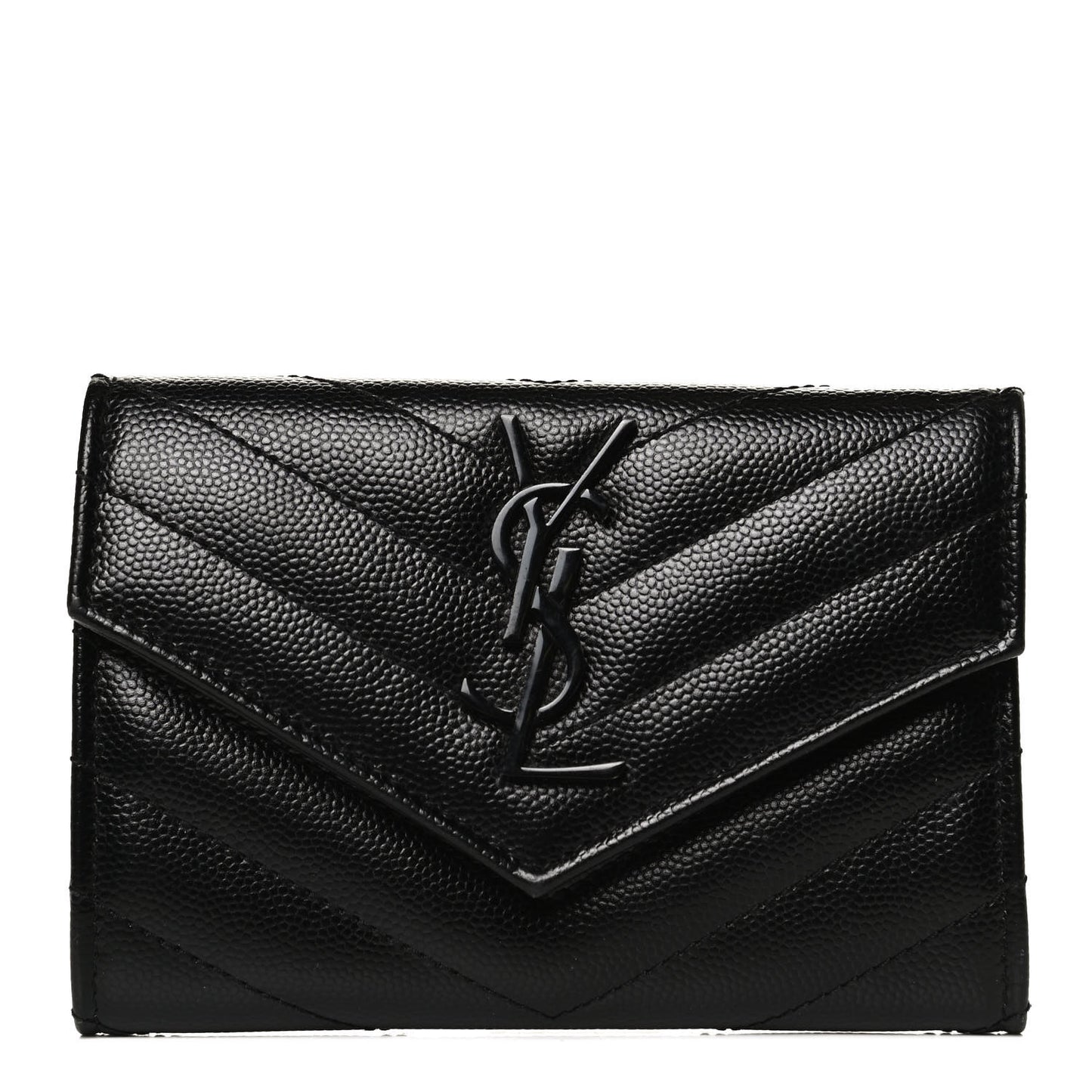 Grain De Poudre Matelasse Chevron Small Monochrome Monogram Envelope Wallet Black
