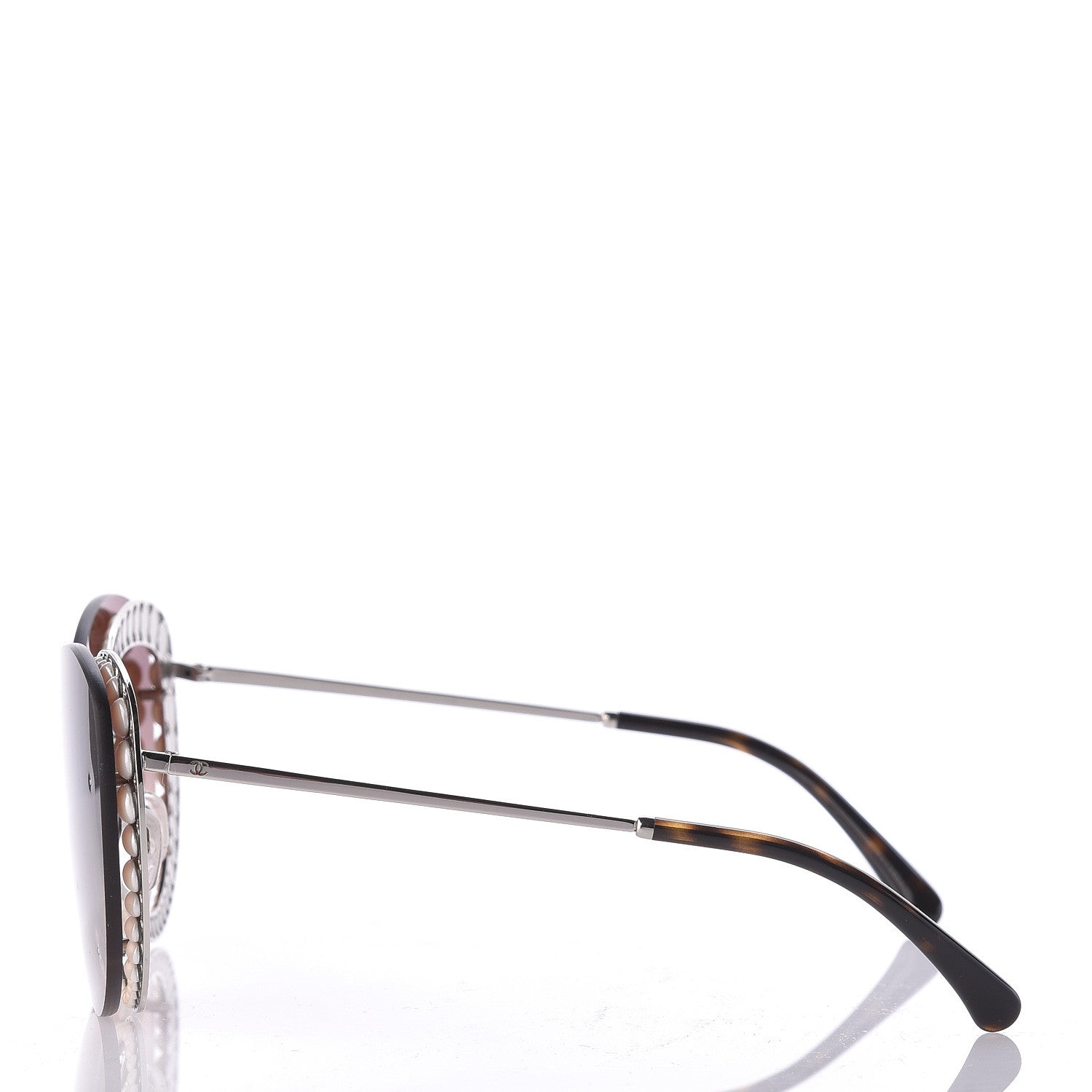 Chanel Acetate Metal Pearl Butterfly Sunglasses 4236-H Brown 3 of 6