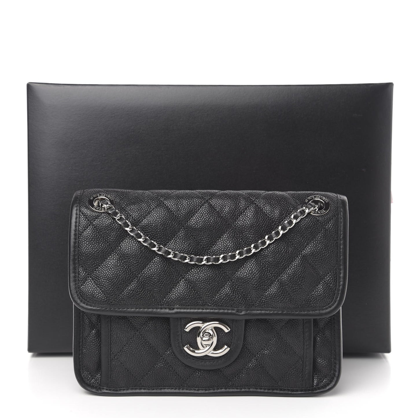 Caviar Quilted Mini French Riviera Flap Black