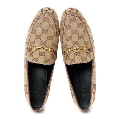 Gucci Monogram Jumbo GG Malaga Kid Horsebit Womens Jordaan Loafers 39.5 Camel Ebony New Acero Beige 2 of 10