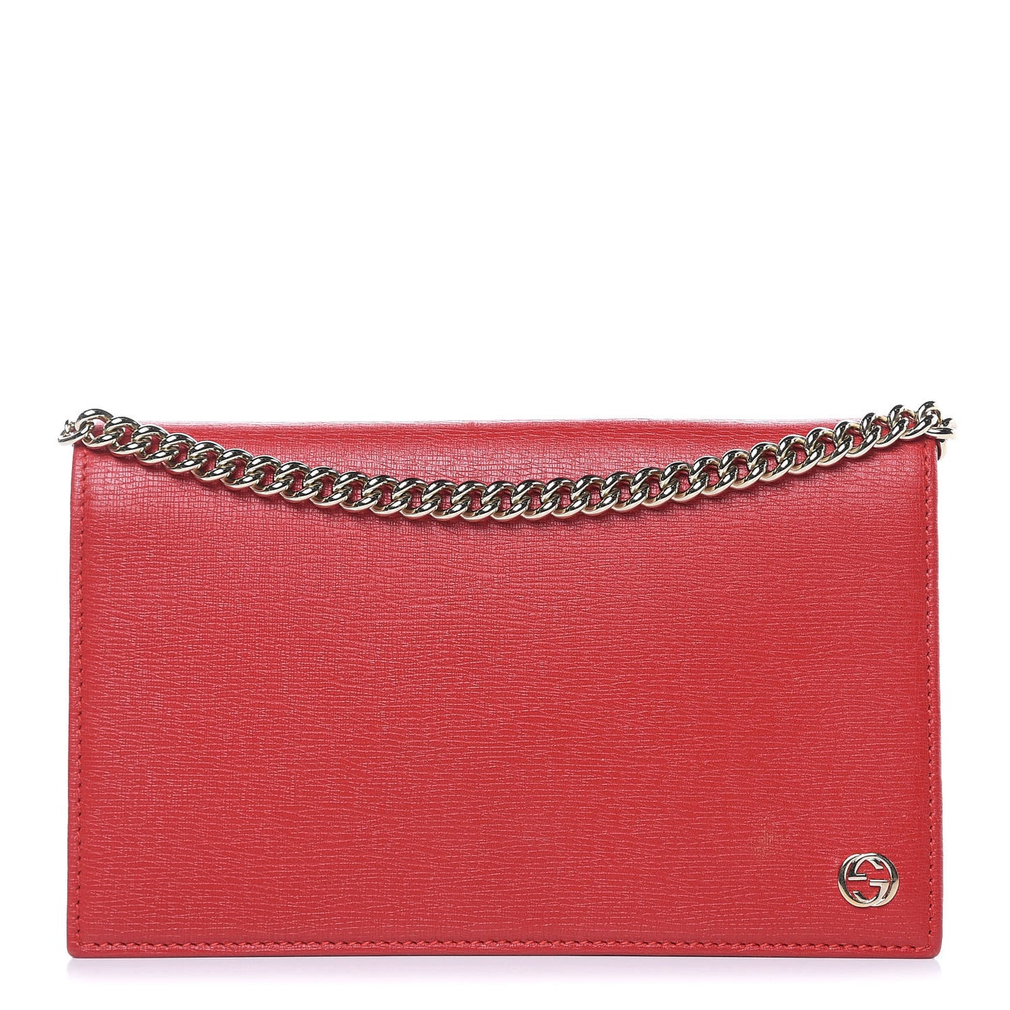 Textured Calfskin Medium Betty Chain Wallet Tabasco Red