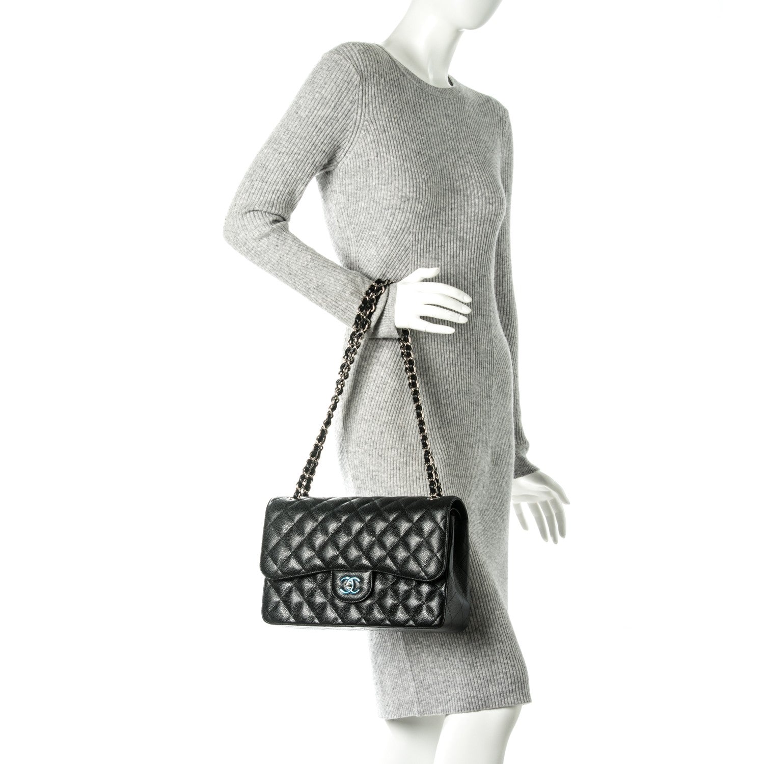 Chanel Caviar Quilted Jumbo Double Flap Black 2 of 8