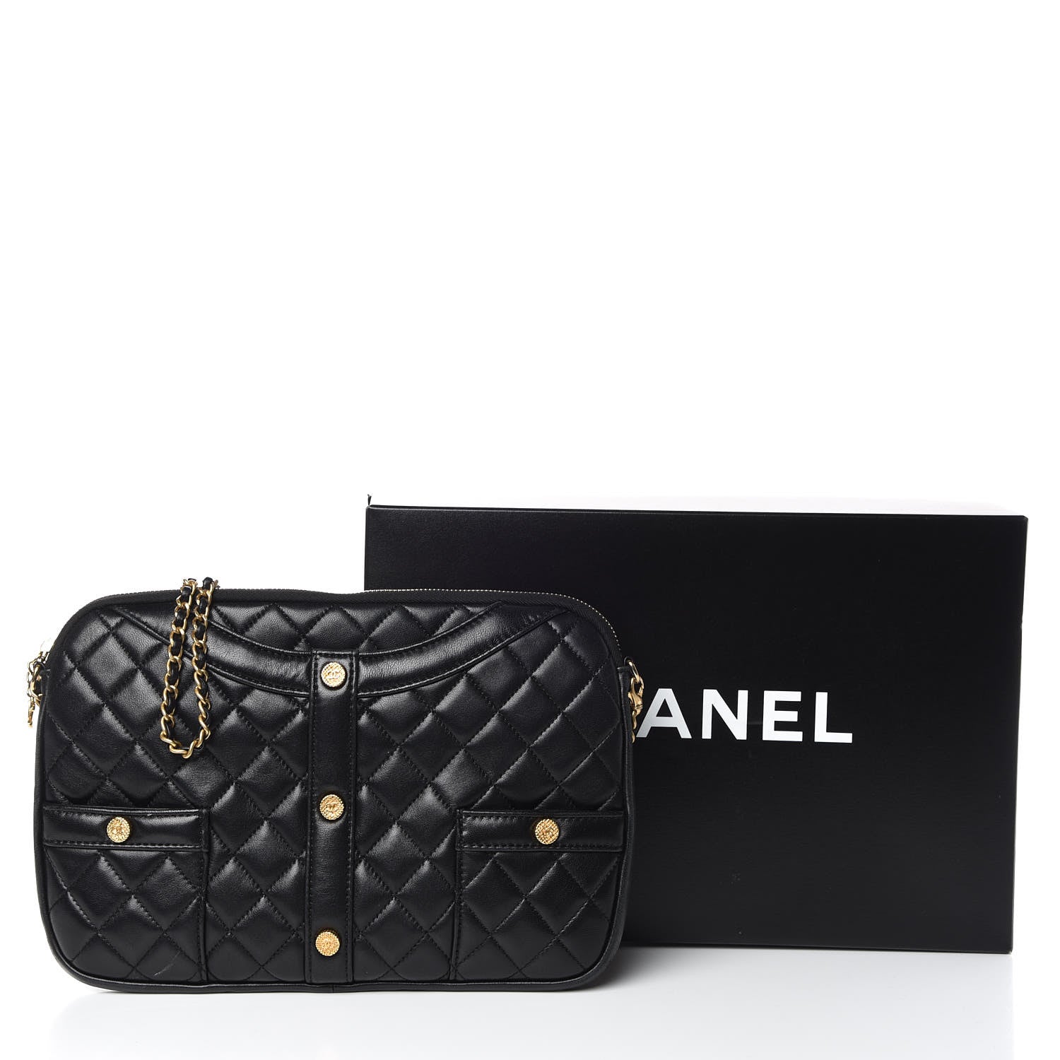 Chanel Calfskin Quilted Small Girl Shoulder Bag Black 10 of 10