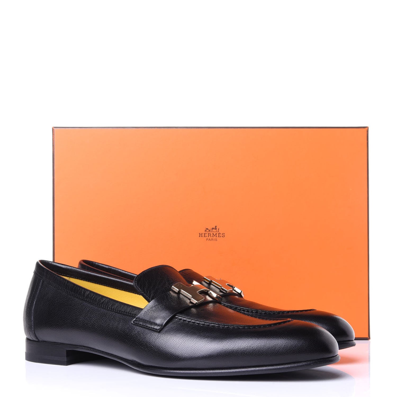 Hermes Goatskin Womens Paris Loafers 38.5 Black 11 of 11