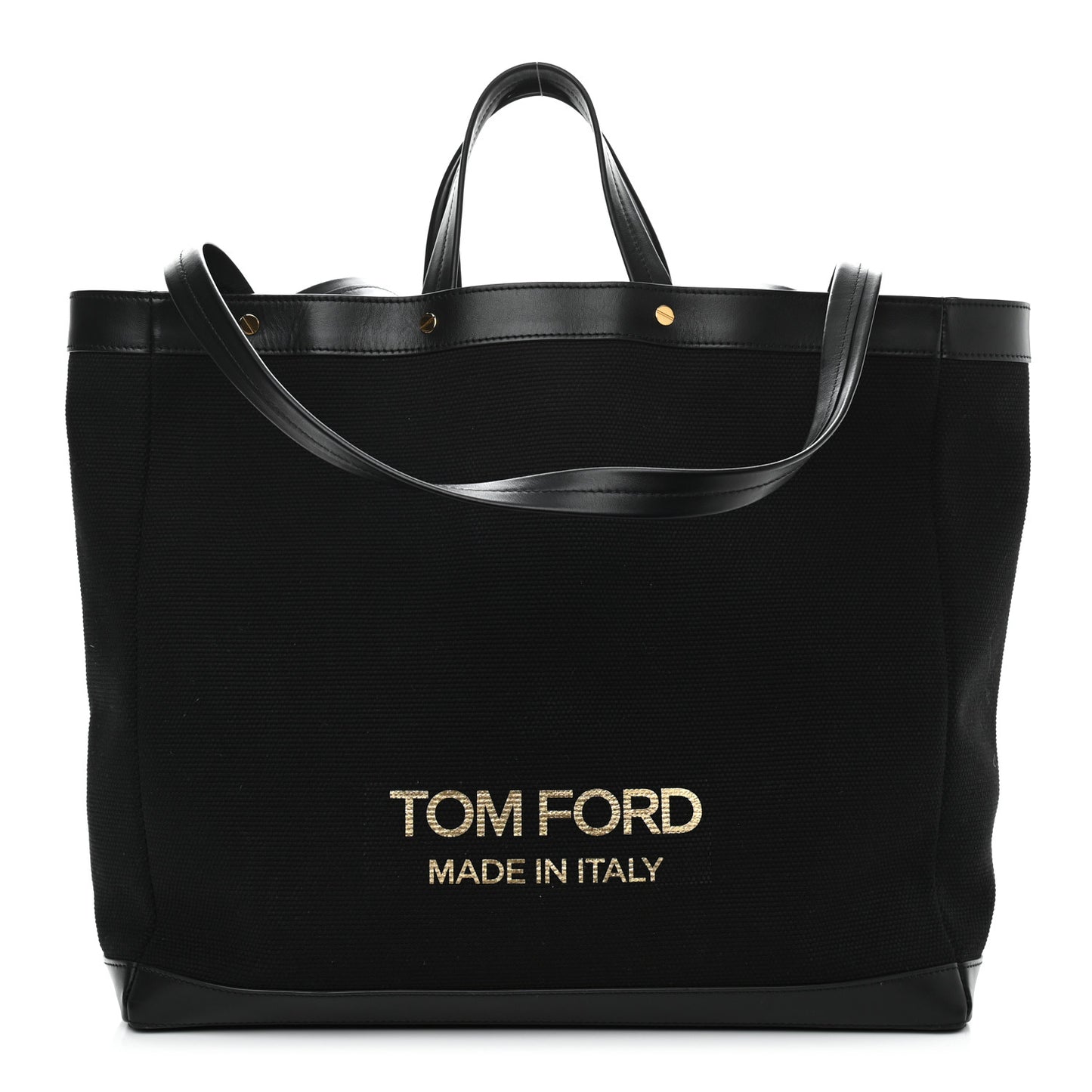 Canvas Calfskin Logo Tote Black