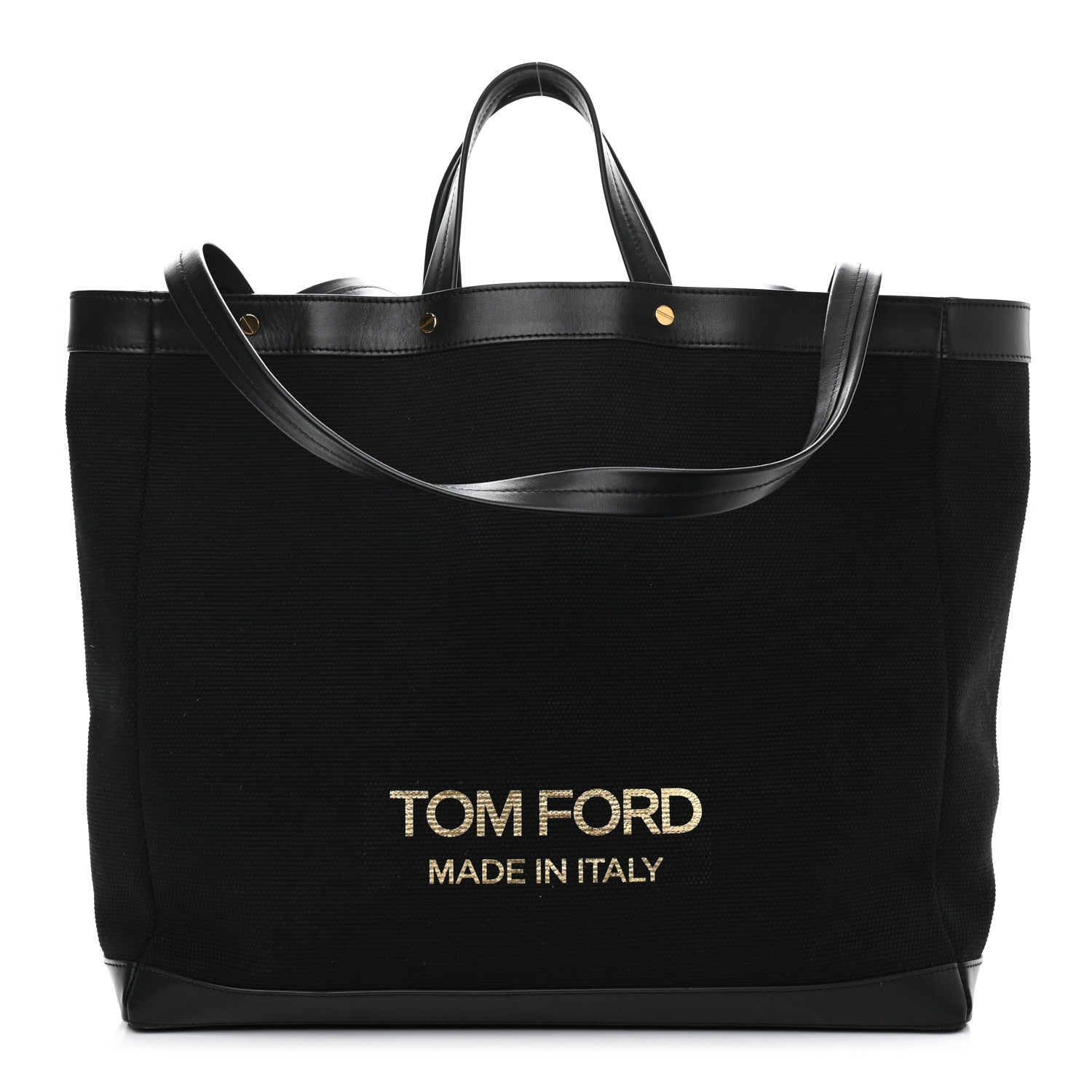 Tom Ford Canvas Calfskin Logo Tote Black 1 of 10