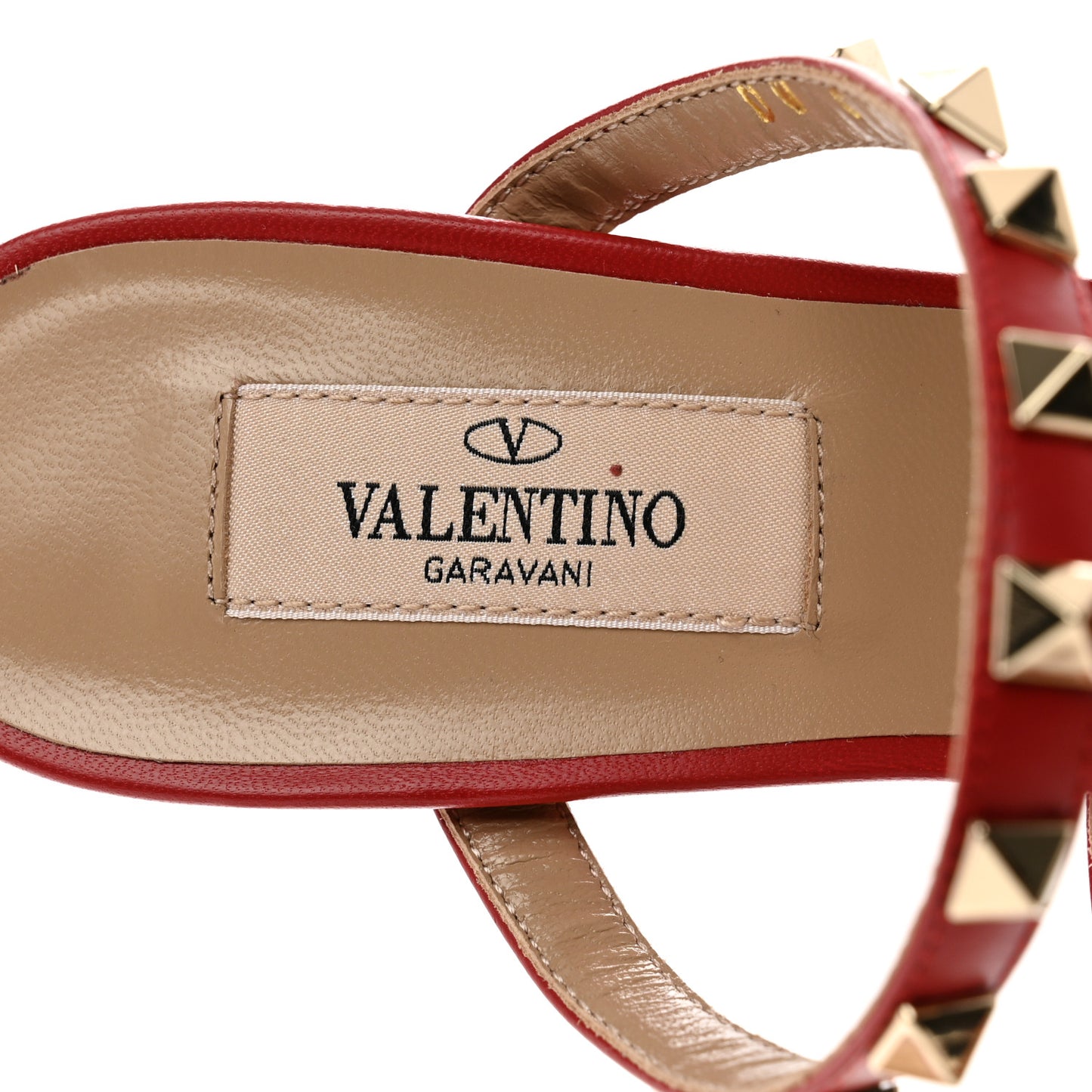 Calfskin Nappa Rockstud 60mm Caged Slide Sandals 36.5 Rosso Valentino