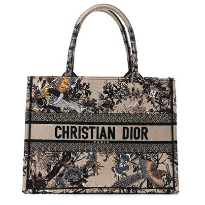 Christian Dior Canvas Embroidered Jardin D'Hiver Medium Book Tote Beige Multicolor 1 of 9