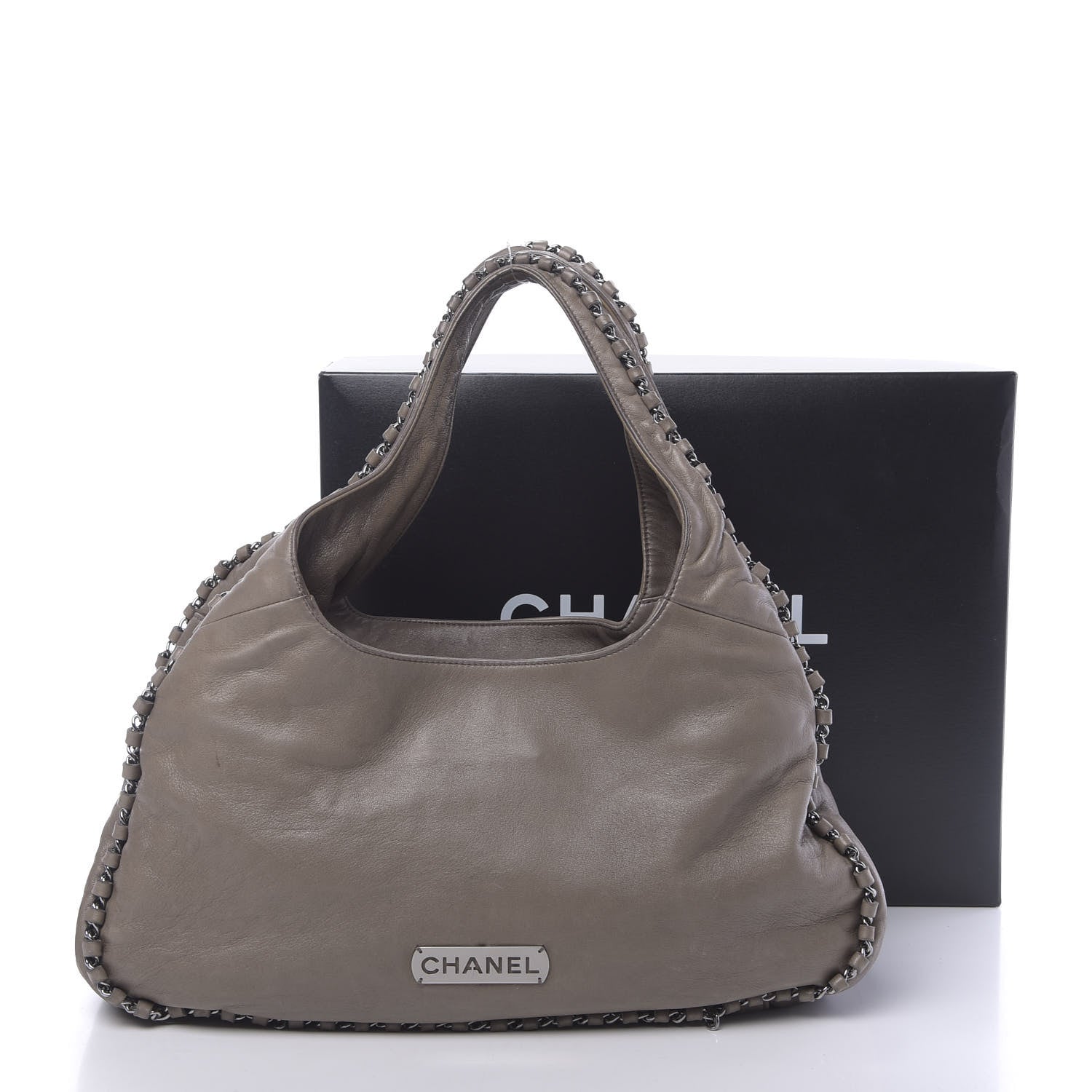 Chanel Lambskin Chain Hobo Grey 17 of 17