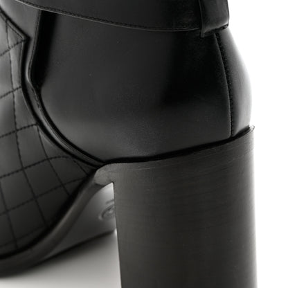 Chanel Calfskin Quilted Cap Toe Boots 40 Black Brown 10 of 11