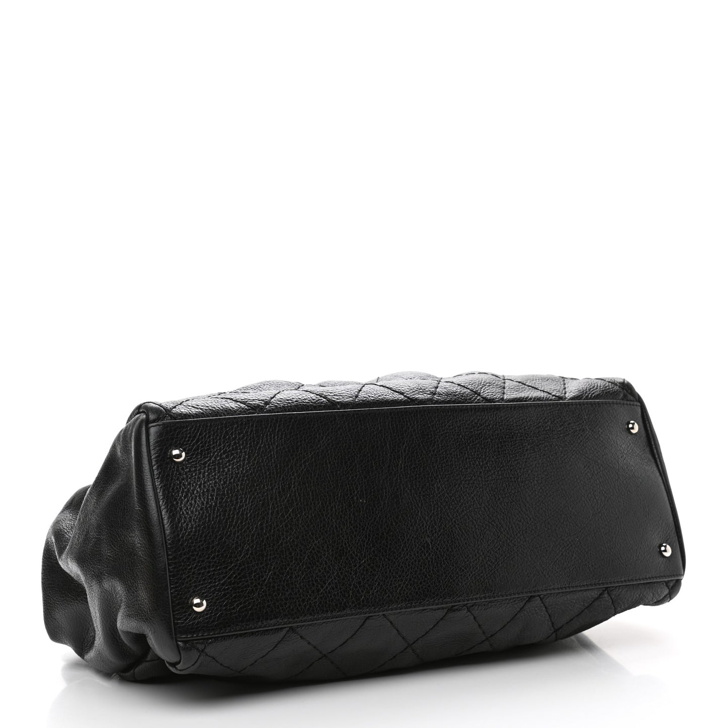 Glazed Calfskin Large On The Road Large Frame Tote Black