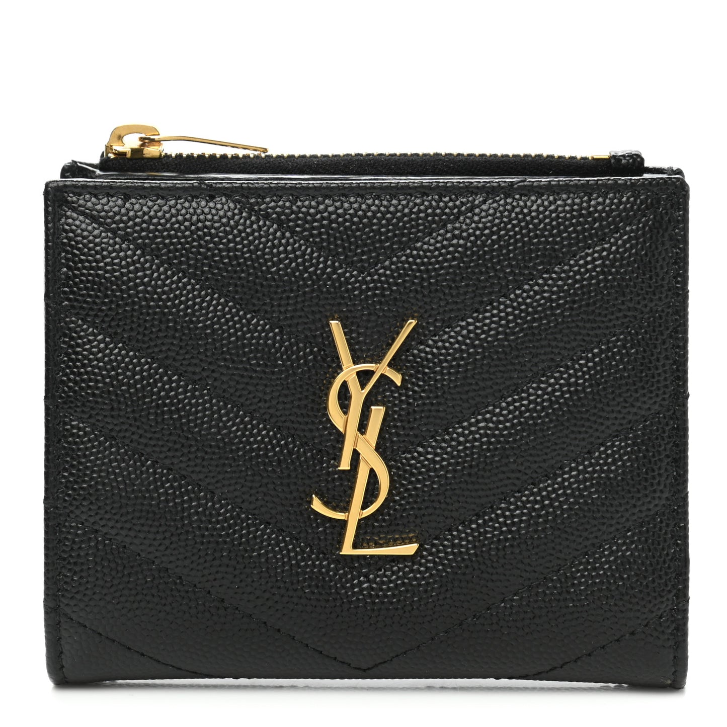 Grain De Poudre Matelasse Chevron Monogram Zipped Card Case Black