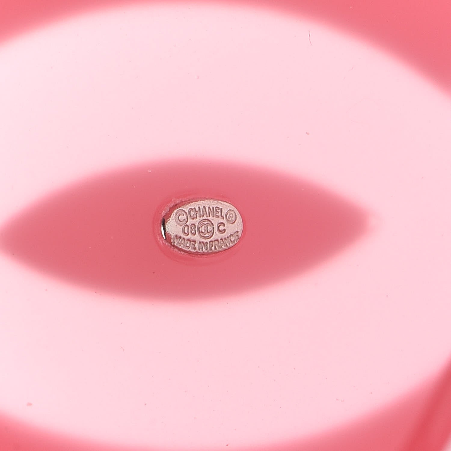 Chanel Resin CC Wide Cuff White Pink 4 of 4
