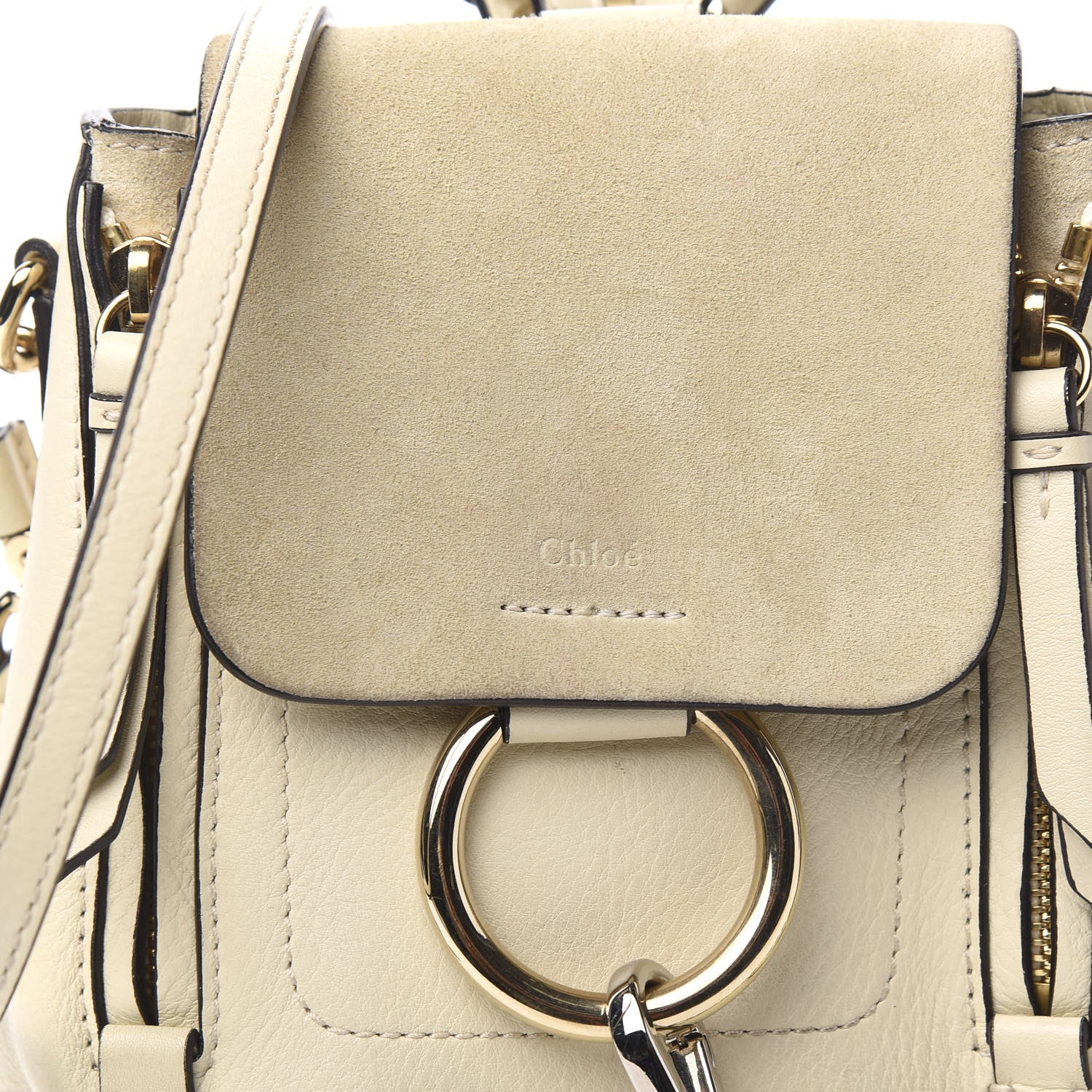 Chloe Suede Calfskin Mini Faye Backpack Off White 10 of 10