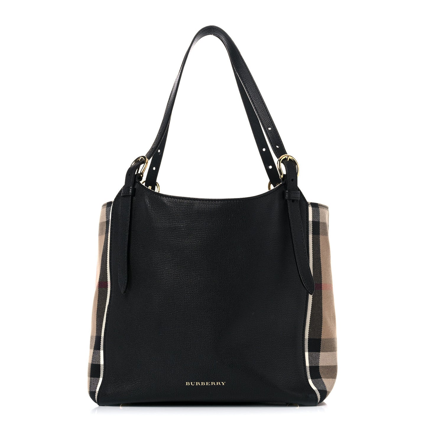 Grainy Calfskin House Check Small Canterbury Black