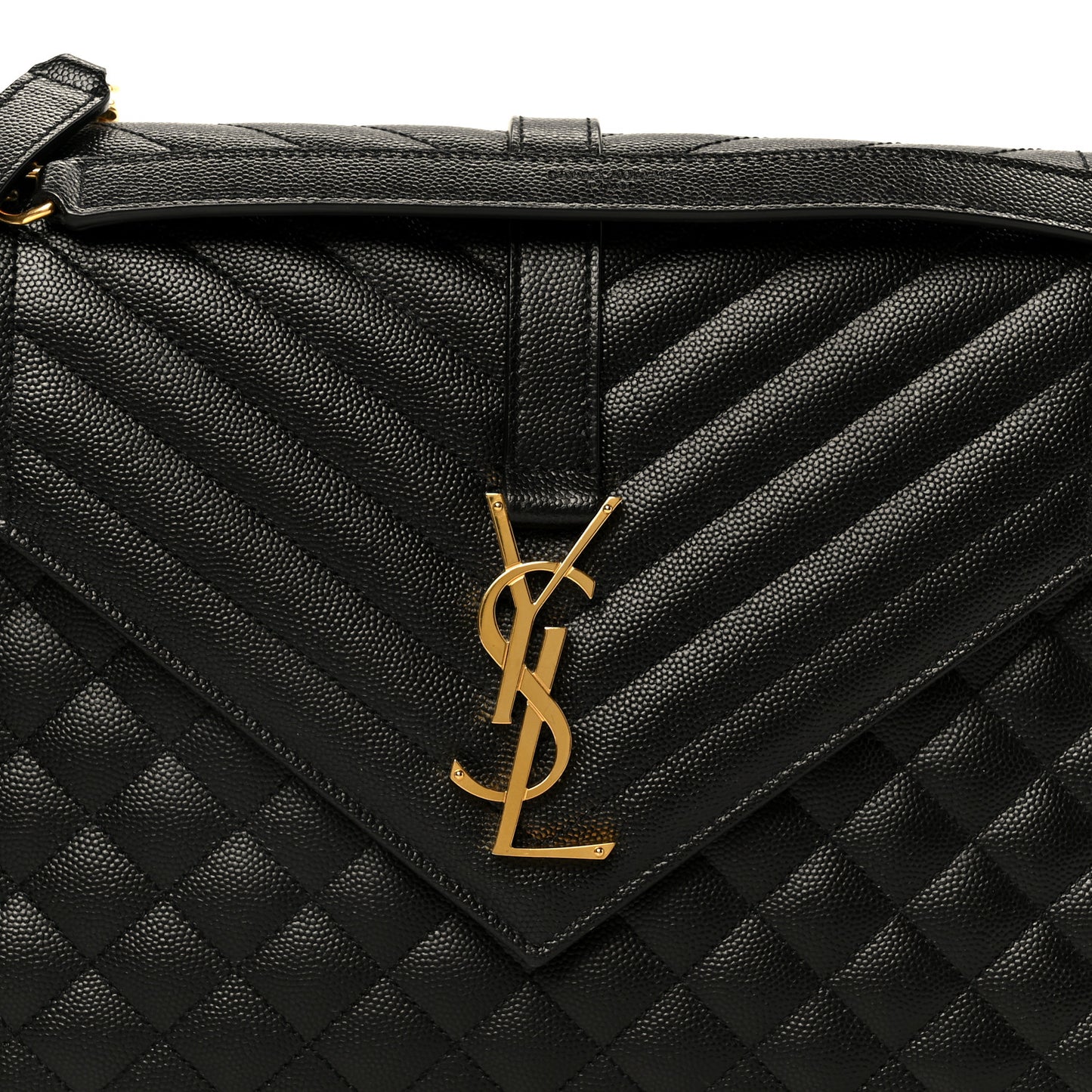 Grain De Poudre Textured Mixed Matelasse Large Triquilt Monogram Satchel Black