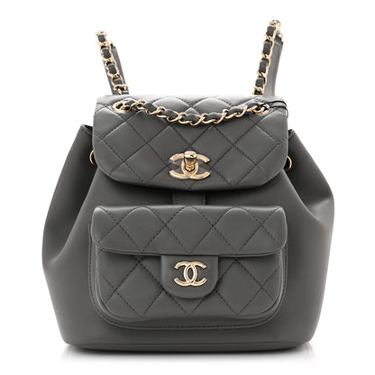 Chanel Lambskin Quilted Small Duma Drawstring Backpack Grey 1 of 11