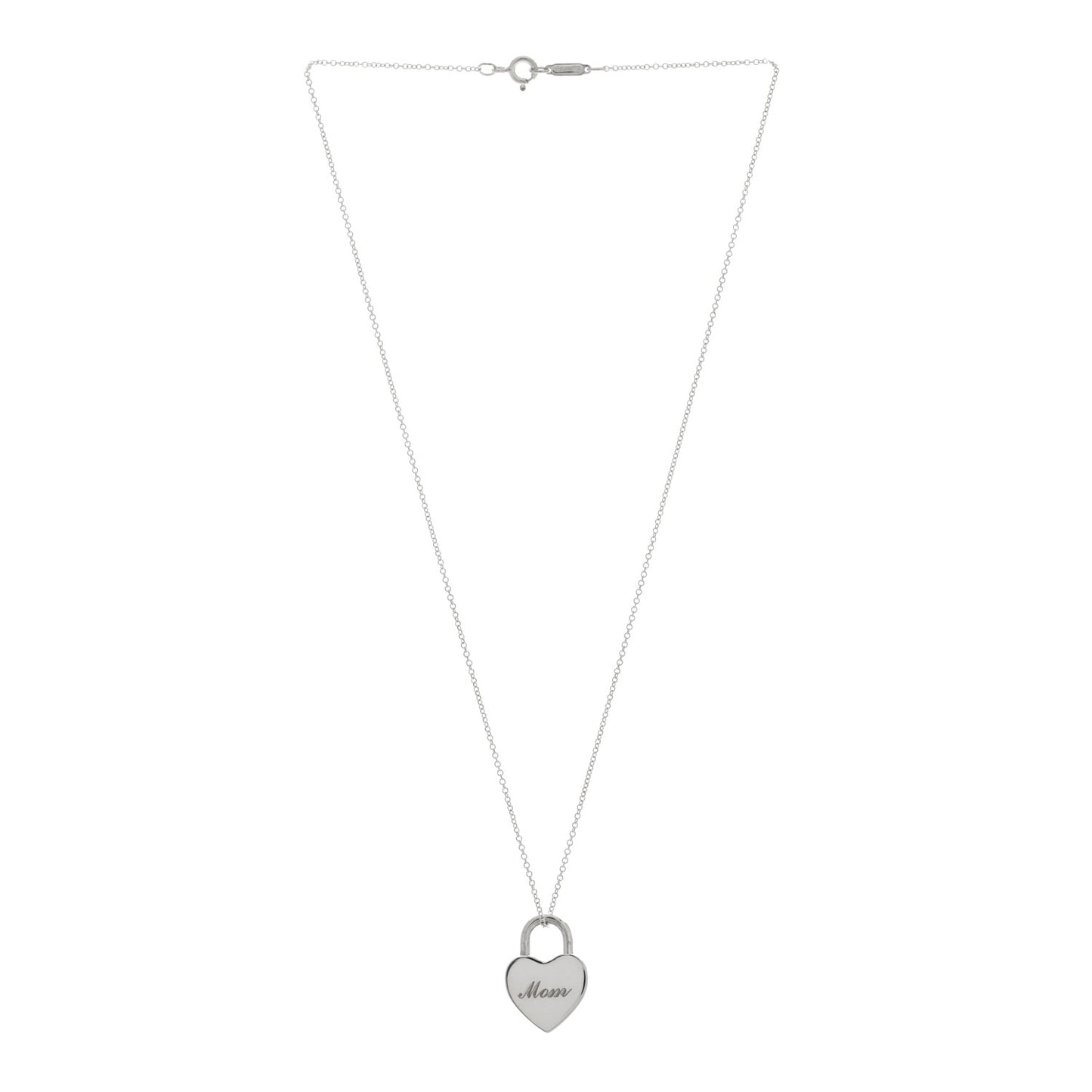 Sterling Silver Mom Heart Lock Pendant Necklace