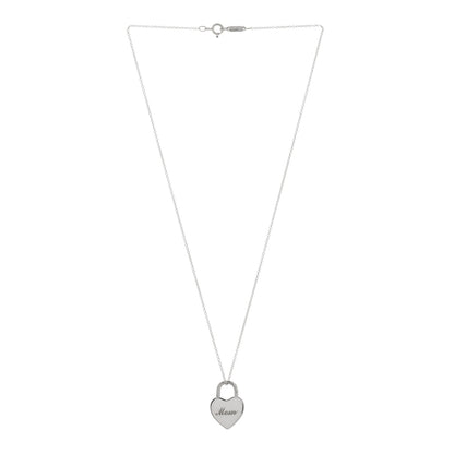 Tiffany Sterling Silver Mom Heart Lock Pendant Necklace 3 of 4