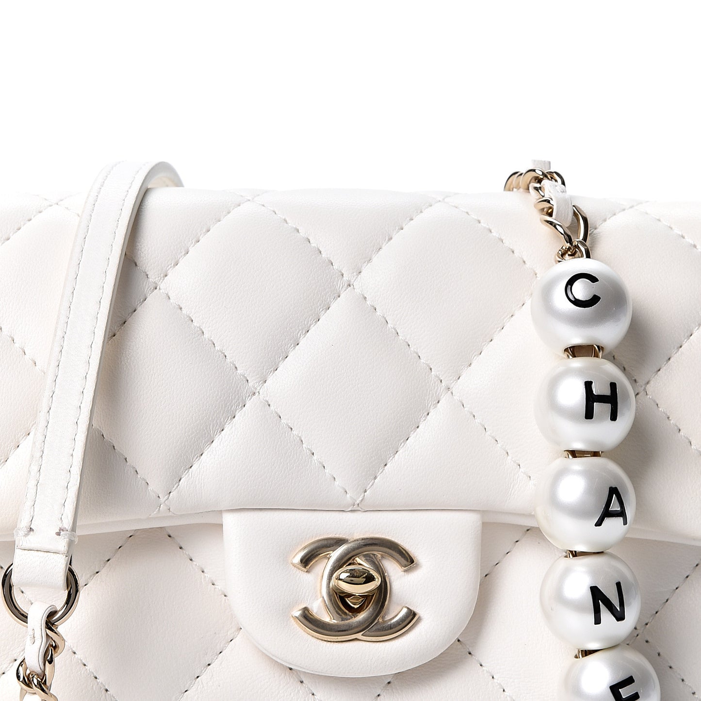 Lambskin Quilted Mini My Precious Flap White