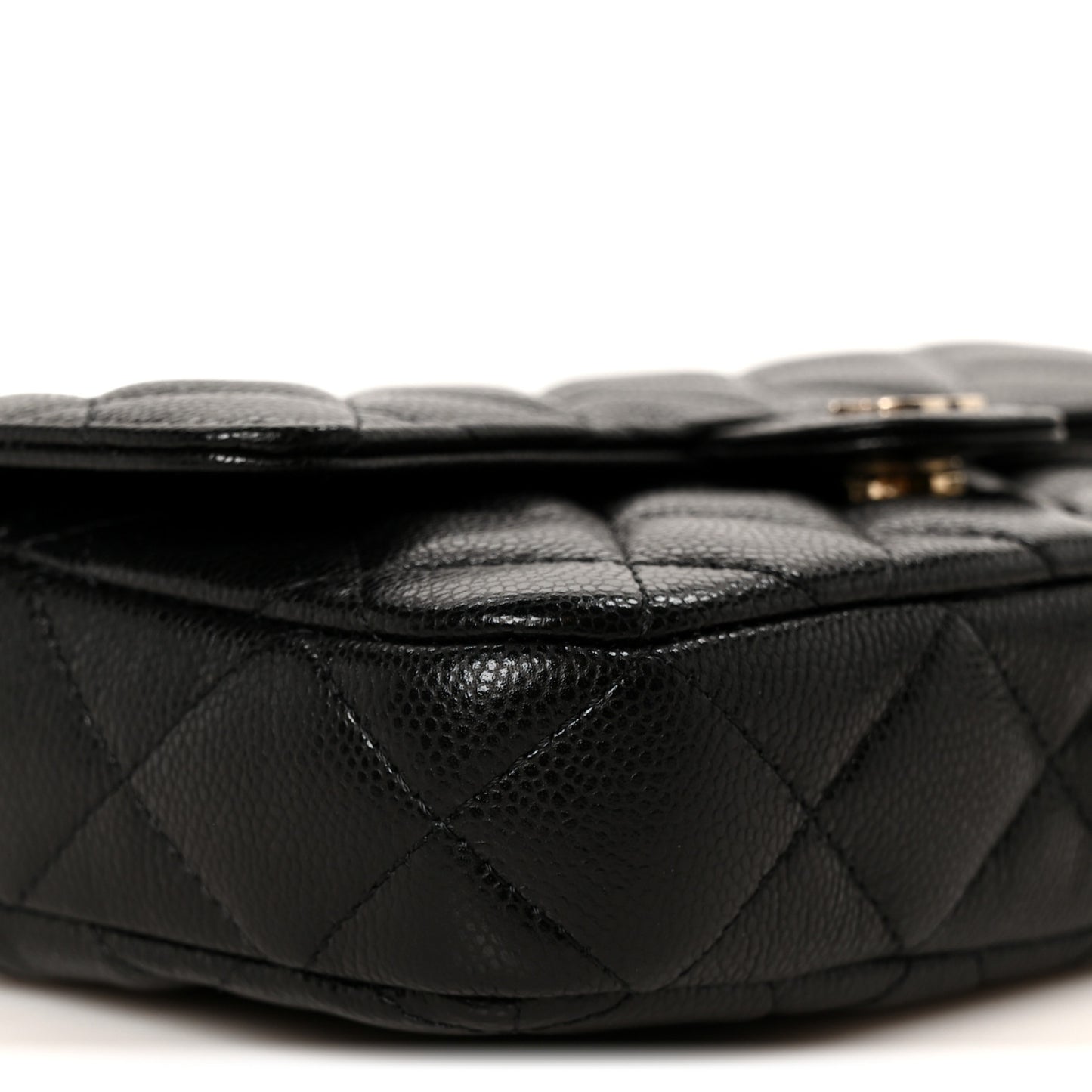 Caviar Quilted Flap Phone Holder With Chain Black Black