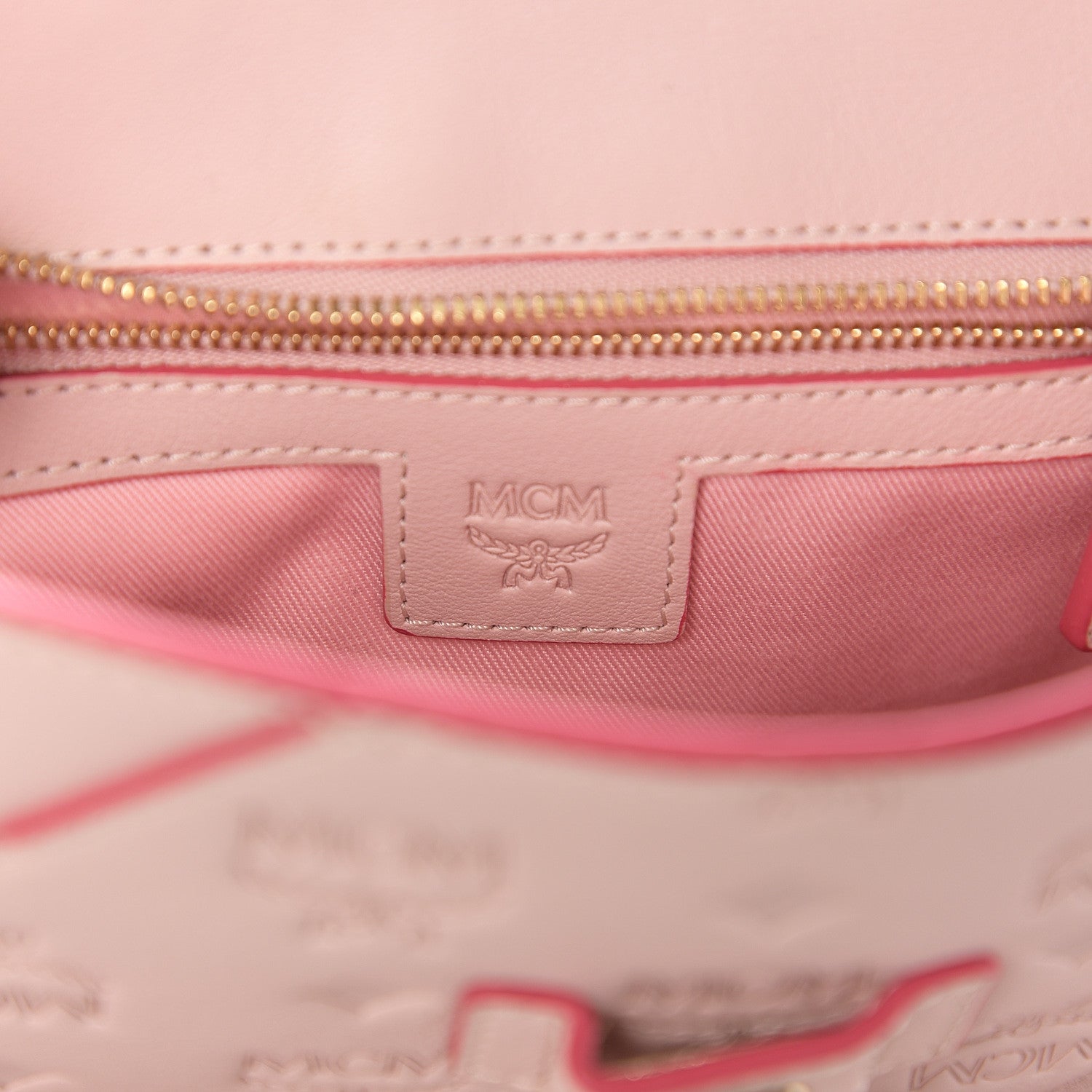 MCM Calfskin Ottomar Essential Flap Shoulder Bag Pink Blush 7 of 10