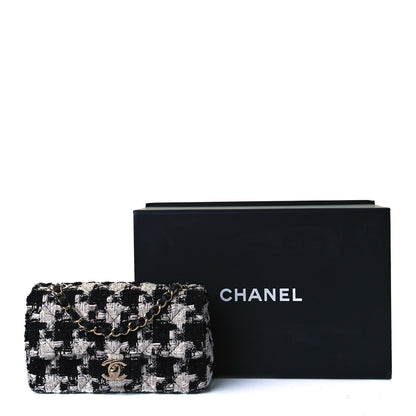 Chanel Tweed Quilted Mini Rectangular Flap Black Ecru White 11 of 11