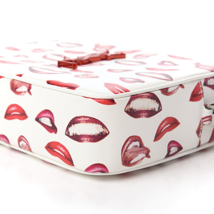 Saint Laurent Grain De Poudre Lips Print Medium Classic Monogram Camera Bag White Red 7 of 10