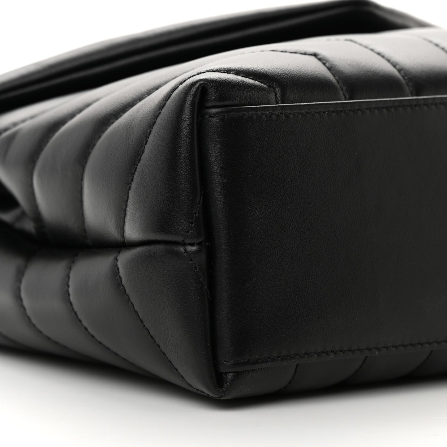 Calfskin Y Quilted Monogram Small Loulou Chain Satchel Black