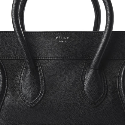 Celine Drummed Calfskin Mini Luggage Black 9 of 9