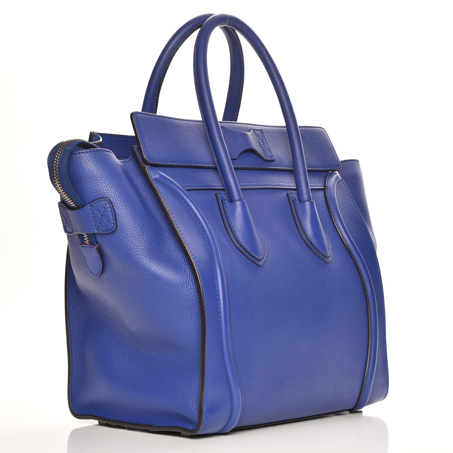 Celine Drummed Calfskin Mini Luggage Indigo 3 of 7