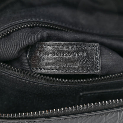 Saint Laurent Crocodile Embossed Calfskin Matelasse Monogram Baby Niki Shoulder Belt Bag Black 7 of 10