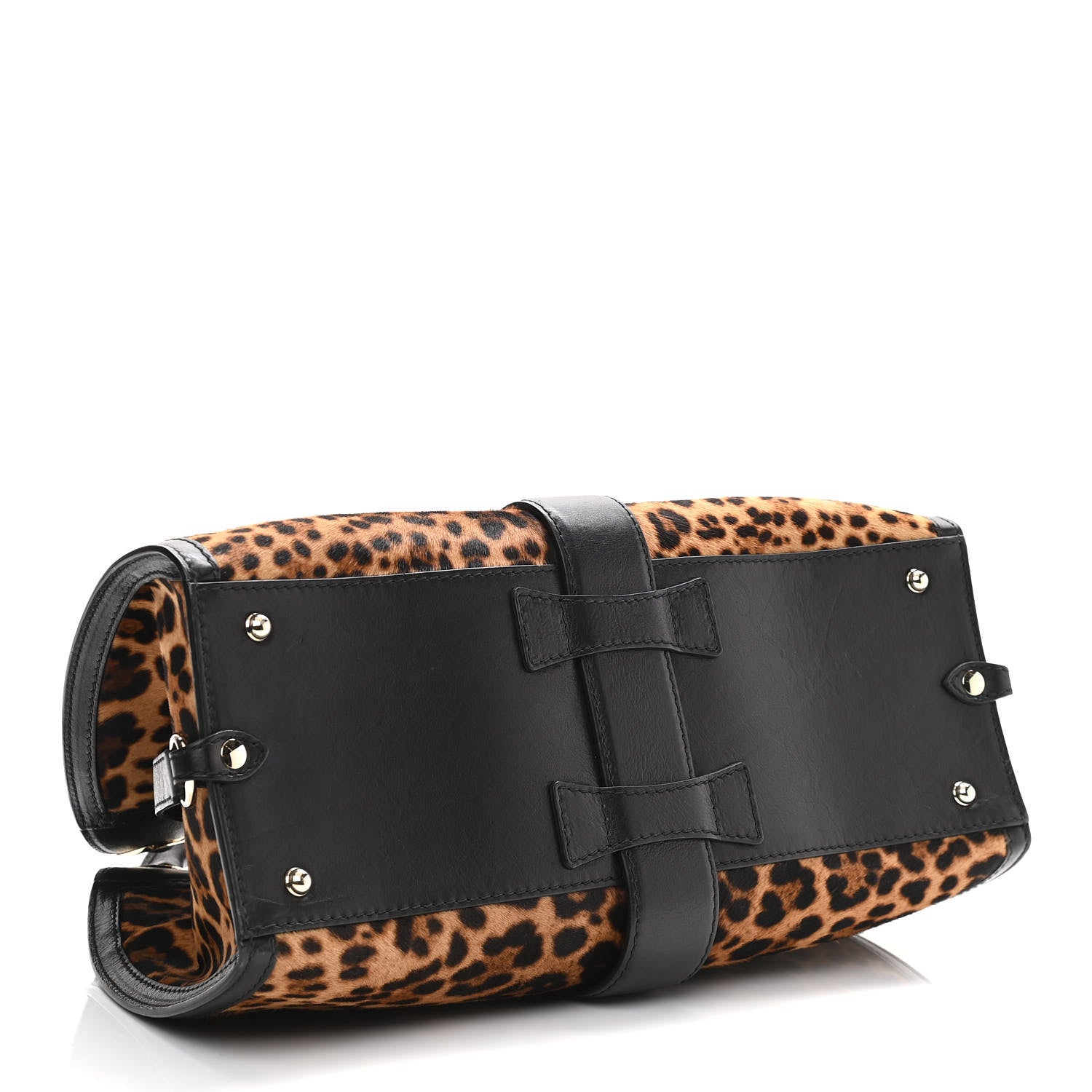 Gucci Calf Hair Jaguar Print Medium Stirrup Top Handle Bag Black 3 of 11