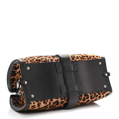 Gucci Calf Hair Jaguar Print Medium Stirrup Top Handle Bag Black 3 of 11