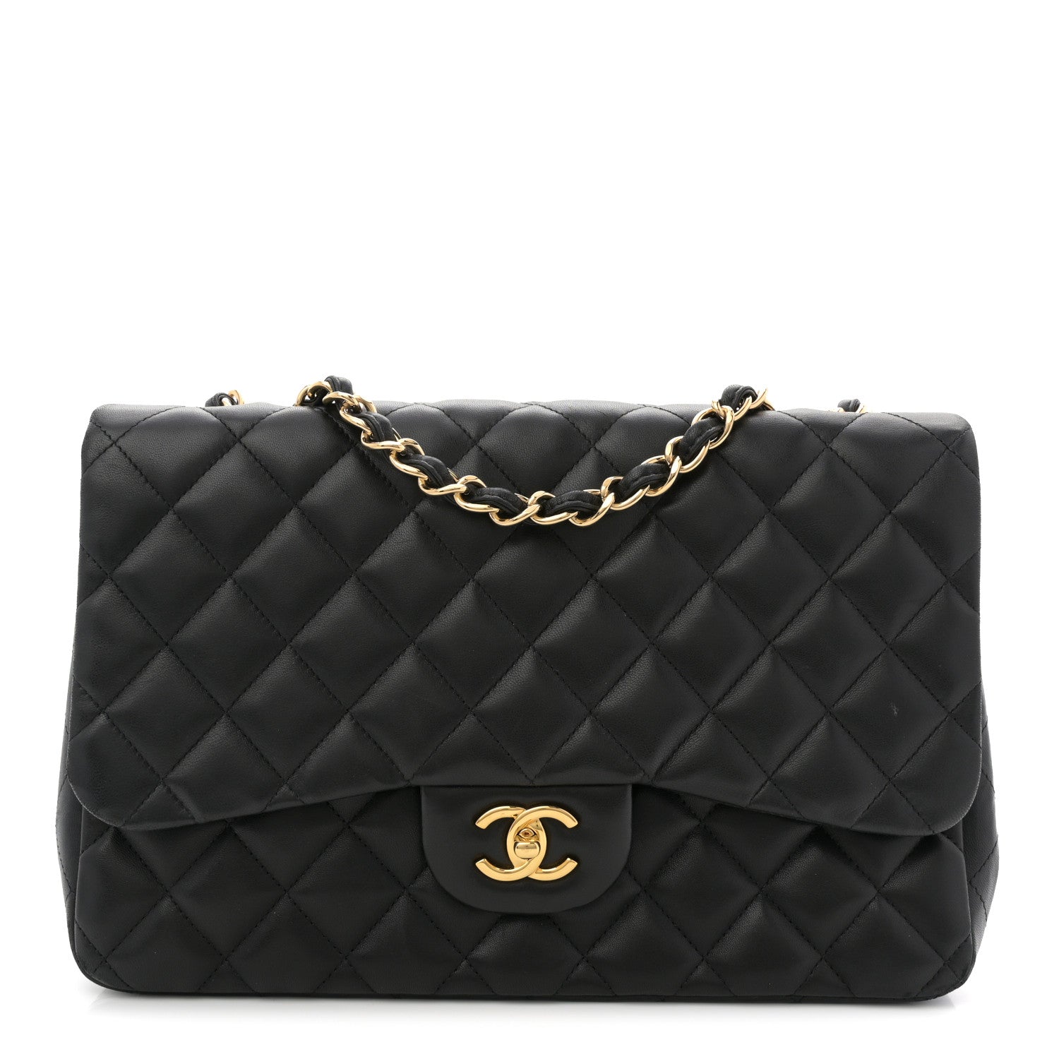 Chanel Lambskin Quilted Jumbo Single Flap Black 1 of 12