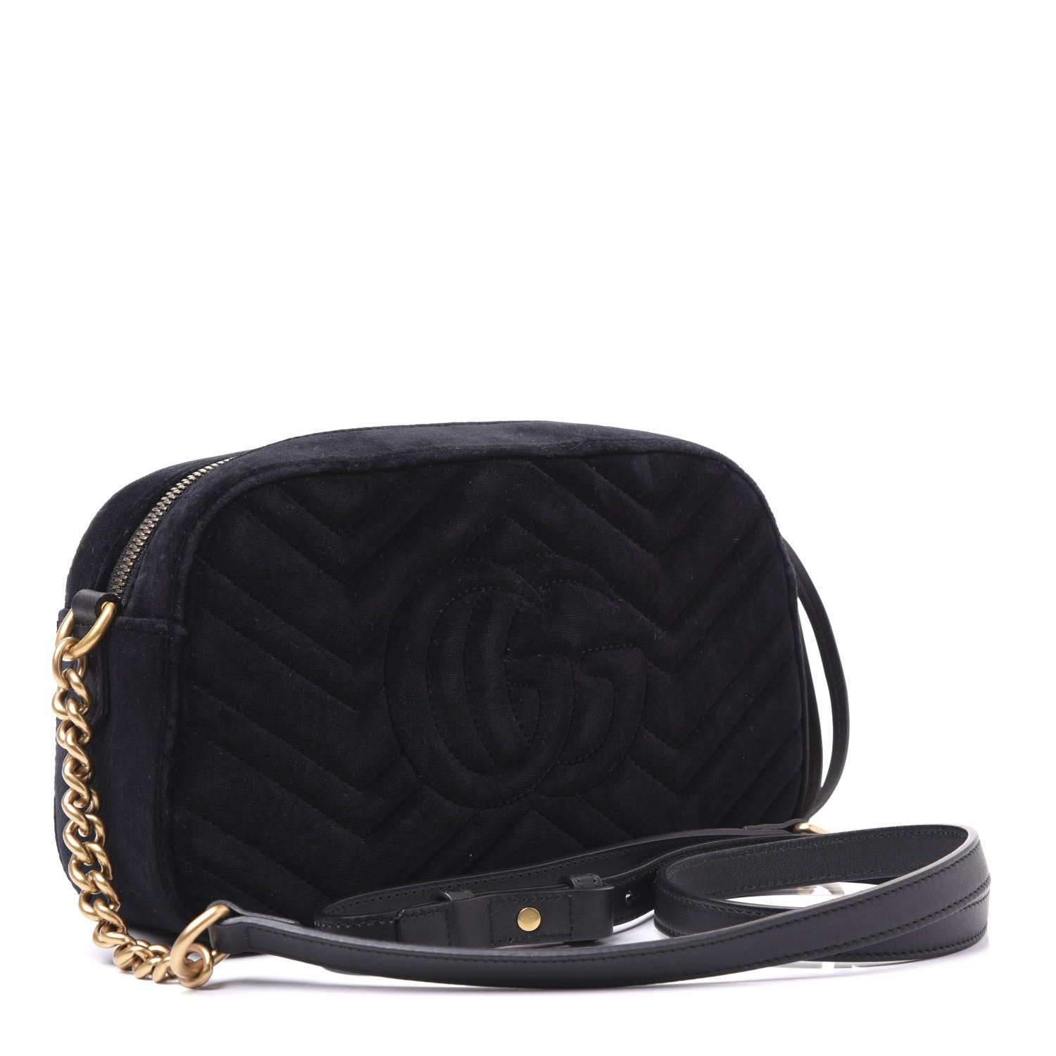 Gucci Velvet Matelasse Crystal Star Embroidered Small GG Marmont Chain Shoulder Bag Black 2 of 9