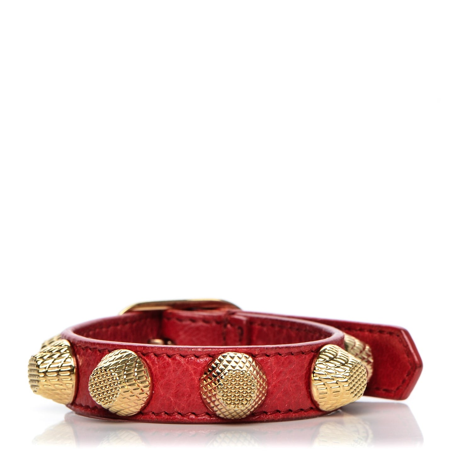 Agneau Giant 12 Gold Hardware Stud Bracelet S Red