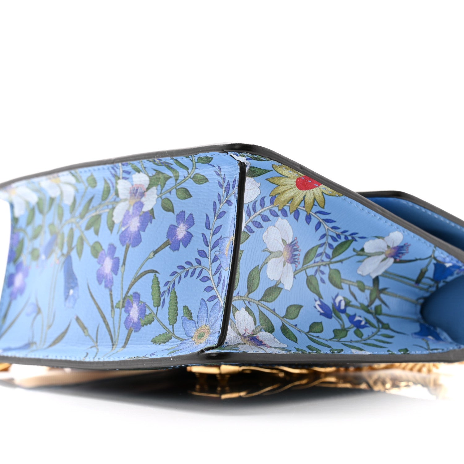 Gucci Shangai Calfskin Web New Flora Mini Sylvie Chain Shoulder Bag Azure 10 of 11