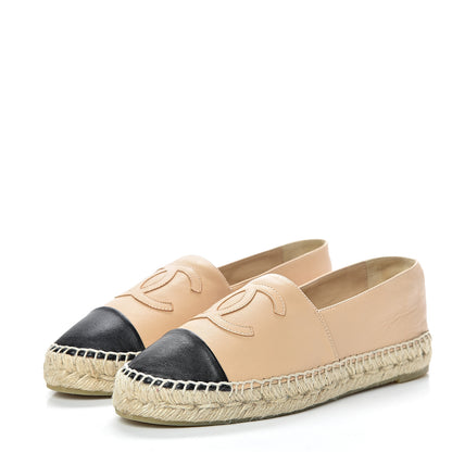 Chanel Lambskin CC Espadrilles 39 Beige Black 3 of 11
