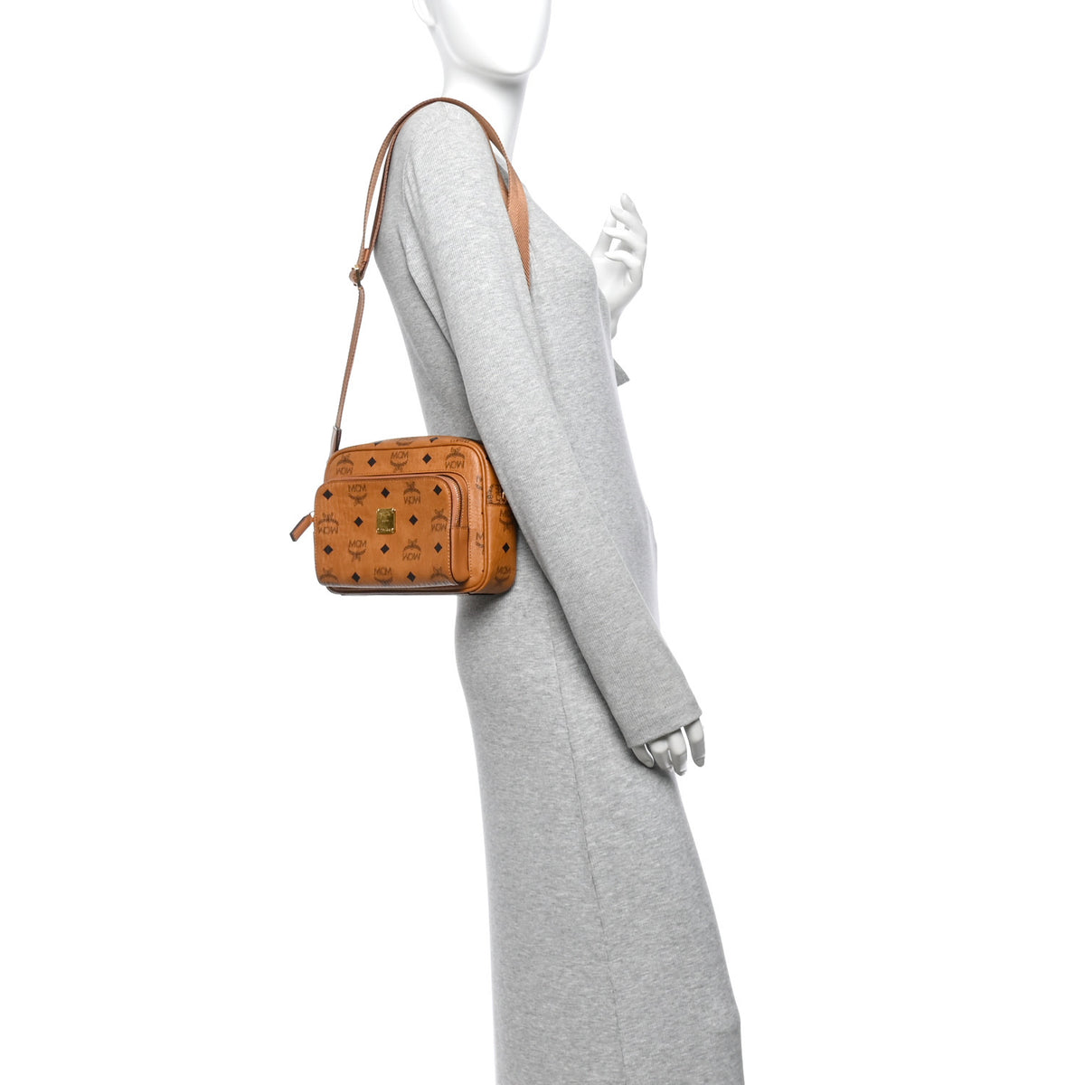 Visetos Monogram Small Aren Crossbody Cognac