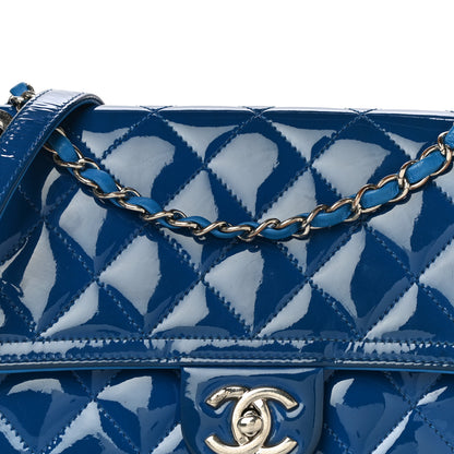 Chanel Patent Quilted Large Coco Shine Flap Blue 7 of 10
