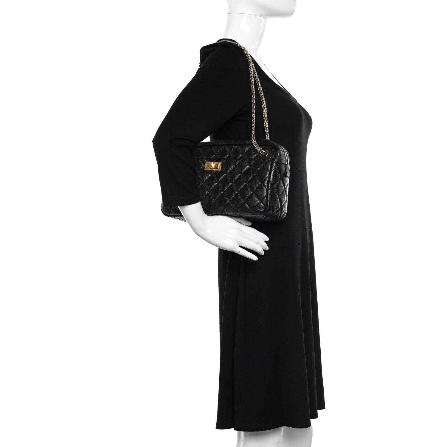 Chanel Aged Calfskin Quilted Medium Reissue Camera Case Black 2 of 12