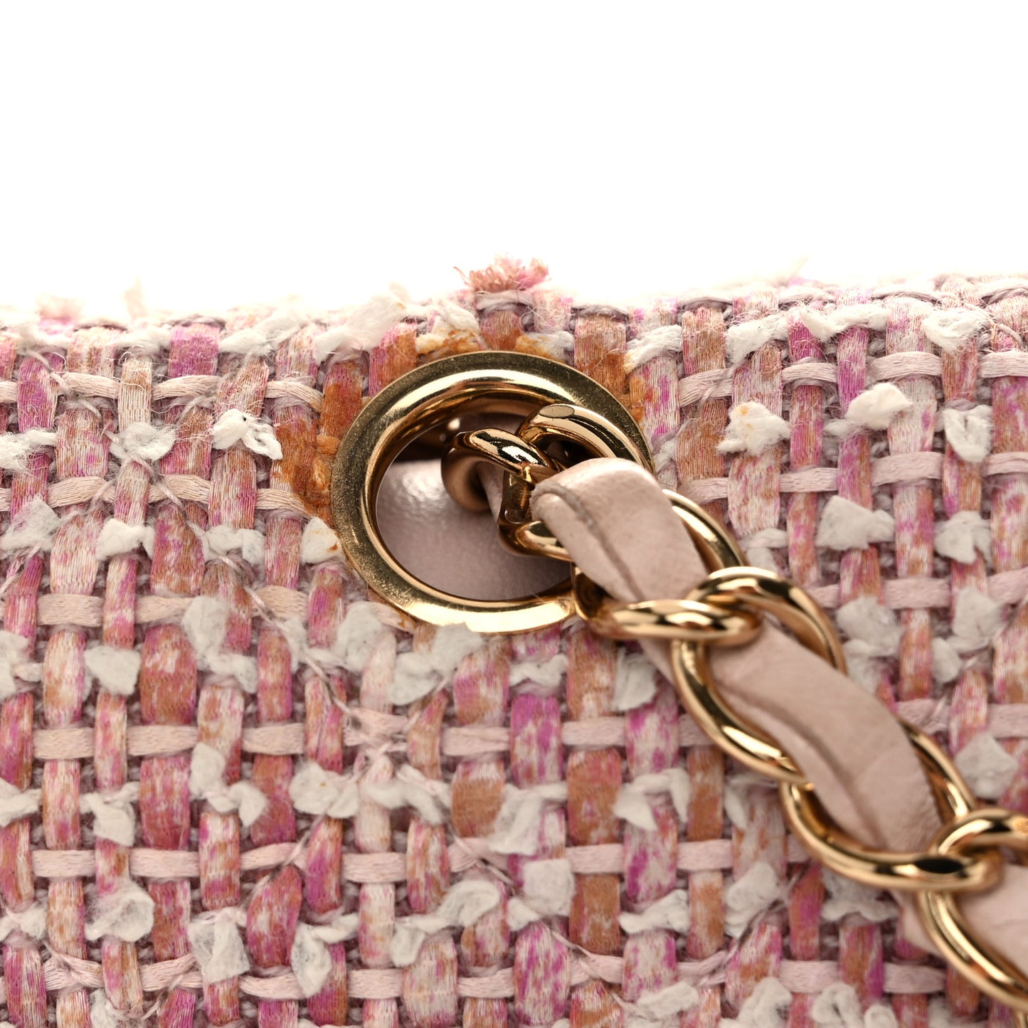 Tweed Quilted Medium Double Flap Light Pink